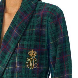 Lauren Ralph Lauren Long Shawl Collar Micro-Fleece Plaid Robe